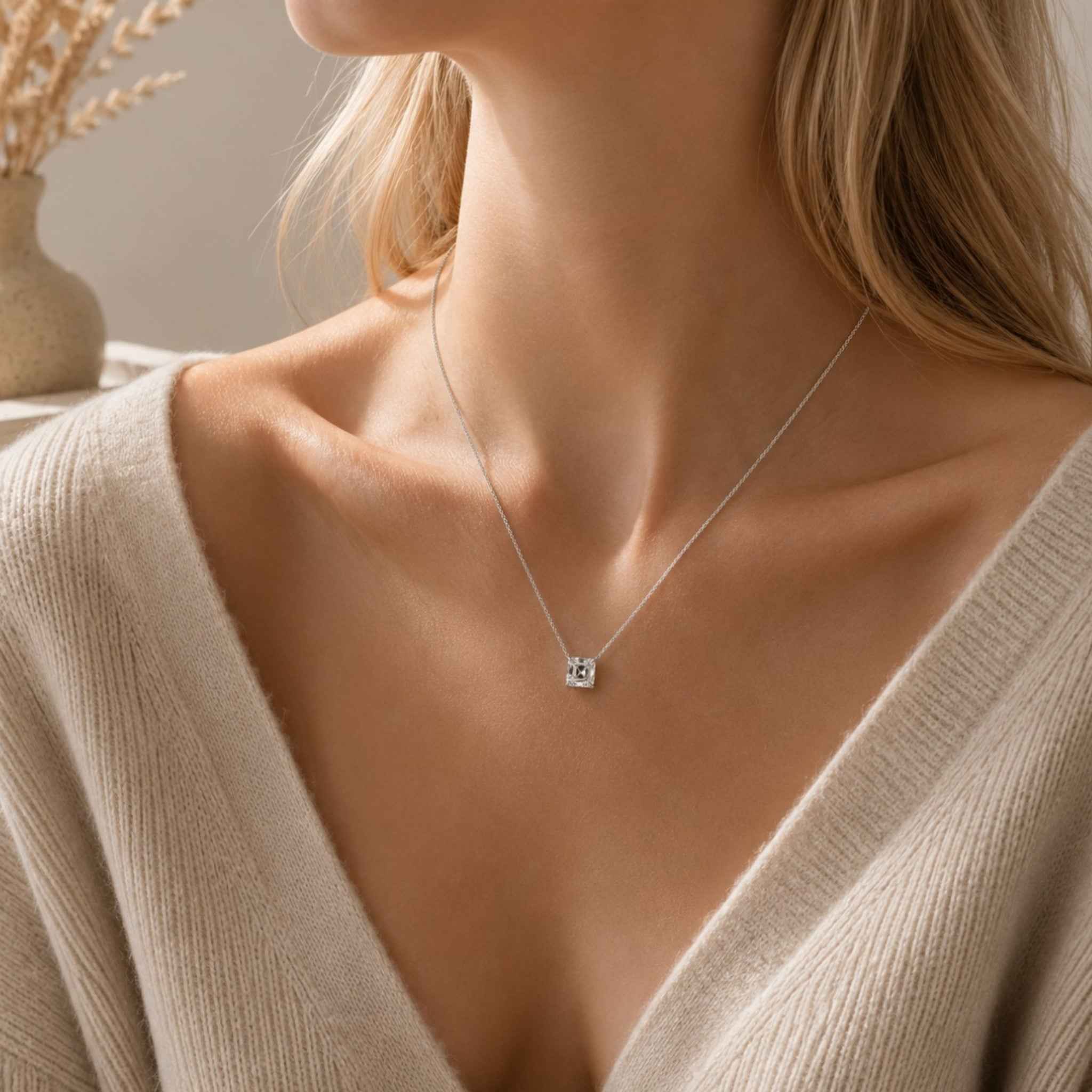 Necklace | Elysian Asscher | Lab Created Zirconia | 925 Sterling