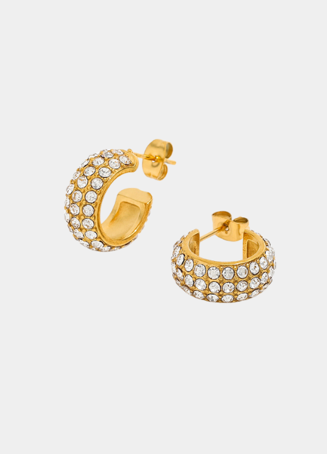 Elegant 18K gold plated Crystal Pavé 1920 earrings with vintage-inspired sparkle and timeless design for chic, sophisticated looks.