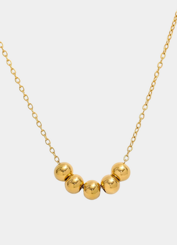 18K gold plated beads necklace – minimalist gold jewelry for layering or solo wear