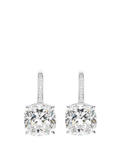 Earrings | Elysian | Cushion Cut Drop | 20 Ct | Lab Created Zirconia | 925 Sterling Silver