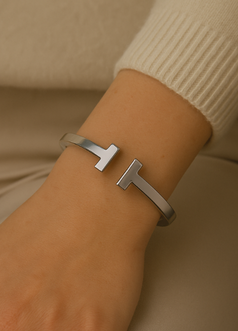 Tiffany’s Ties Bangle – Silver & Gold Plated Dual-Tone Bracelet for Women in Hong Kong