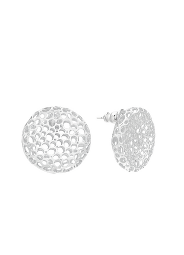 Veda Bold Hollow Earrings – Silver Plated Statement Jewelry for Women in Hong Kong