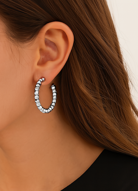 Morphée Hoop Earrings – Silver Plated | Sculptural Statement Hoops for Women in Hong Kong


