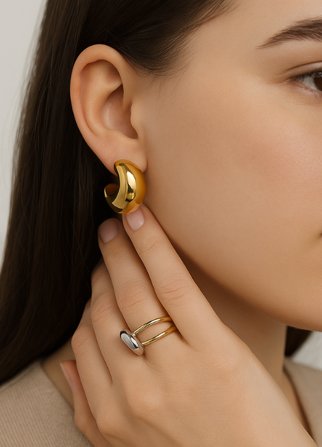Waverly Earrings – 18K Gold Plated Sculptural Statement Jewelry for Women in Hong Kong
