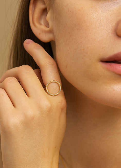 zirconia ring hong kong, gold ring hk, 18k gold plated jewelry, minimalist ring for women hk, circle ring gift hk